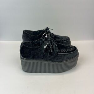 TUK Black Velvet strato creepers Unisex Womens Size 10
